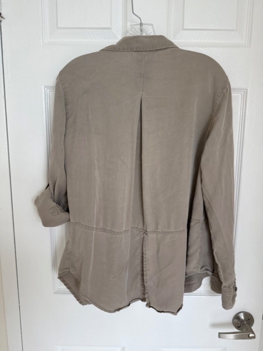 Supply Taupe Utility Button Up Shirt Large Roll Tab Sleeve Safari Casual Oversiz - Picture 5 of 6